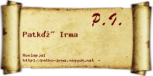 Patkó Irma névjegykártya