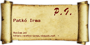Patkó Irma névjegykártya