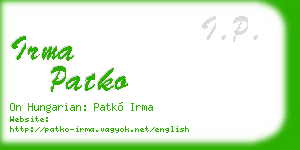 irma patko business card
